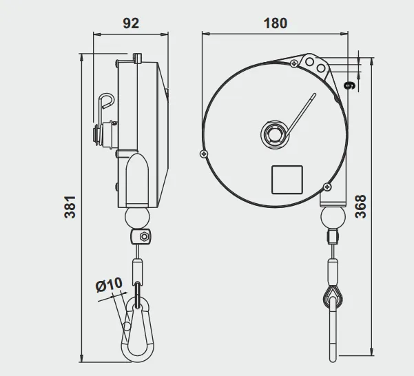 Plano acotado del equilibrador TECNA 11.01.00